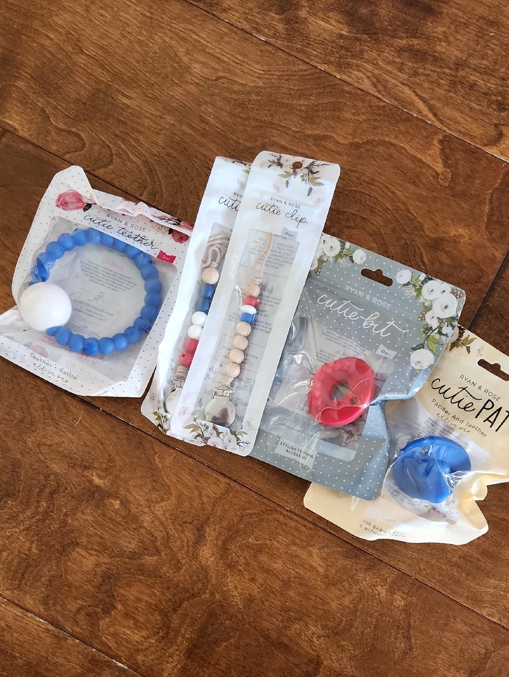 Ryan + Rose Kids Blue & Ref Silicone Teether & Accessories Set